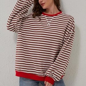 Striped Red and White Women's Jersey Top